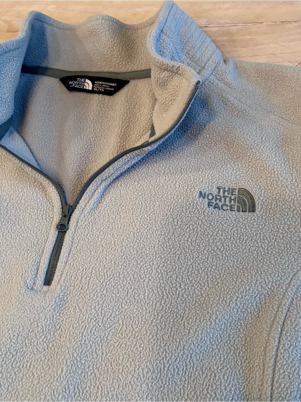 The North Face Women’s Light Blue/Green Half-Zip Fleece Pullover